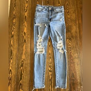 American Eagle AE distressed super high rise jegging